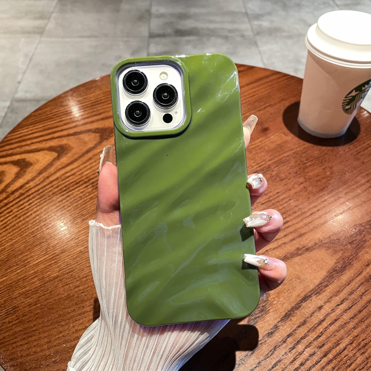 

For iPhone 14 Pro Solid Color Wave Texture TPU Phone Case(Green)