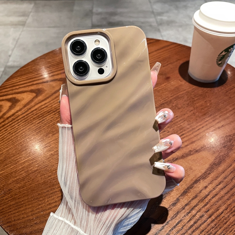 

For iPhone 14 Pro Max Solid Color Wave Texture TPU Phone Case(Brown)