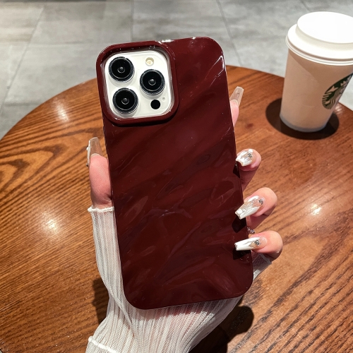 For iPhone 14 Pro Max Solid Color Wave Texture TPU Phone Case(Wine Red)