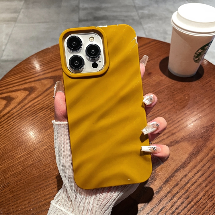 

For iPhone 14 Pro Max Solid Color Wave Texture TPU Phone Case(Ginger)