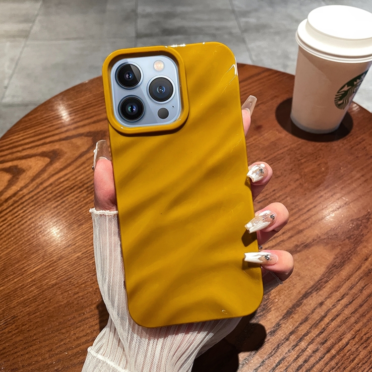 

For iPhone 13 Pro Max Solid Color Wave Texture TPU Phone Case(Ginger)