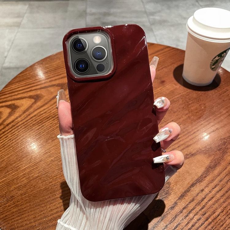 

For iPhone 12 Pro Max Solid Color Wave Texture TPU Phone Case(Wine Red)