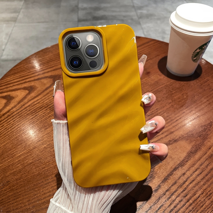

For iPhone 12 Pro Max Solid Color Wave Texture TPU Phone Case(Ginger)