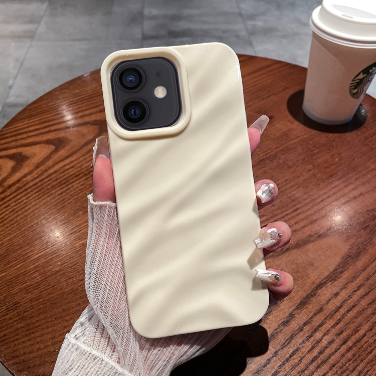 

For iPhone 12 / 12 Pro Solid Color Wave Texture TPU Phone Case(Beige)