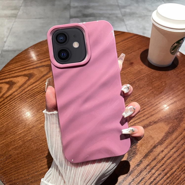 

For iPhone 12 / 12 Pro Solid Color Wave Texture TPU Phone Case(Taro Purple)