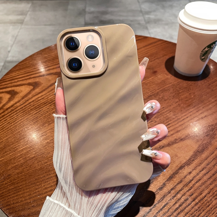 

For iPhone 11 Pro Max Solid Color Wave Texture TPU Phone Case(Brown)