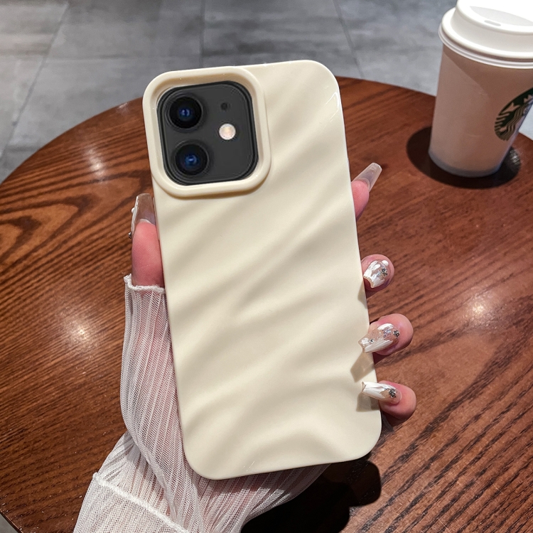 

For iPhone 11 Solid Color Wave Texture TPU Phone Case(Beige)