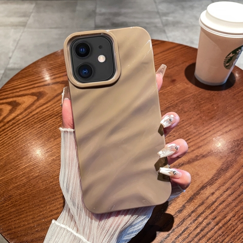 

For iPhone 11 Solid Color Wave Texture TPU Phone Case(Brown)
