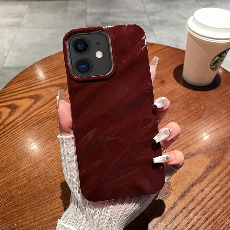 

For iPhone 11 Solid Color Wave Texture TPU Phone Case(Wine Red)