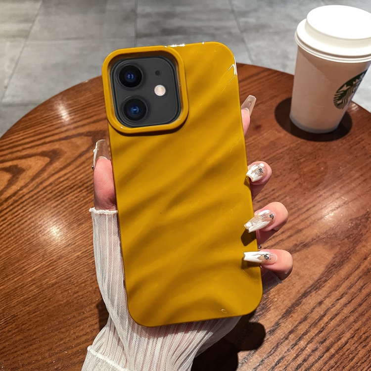 

For iPhone 11 Solid Color Wave Texture TPU Phone Case(Ginger)