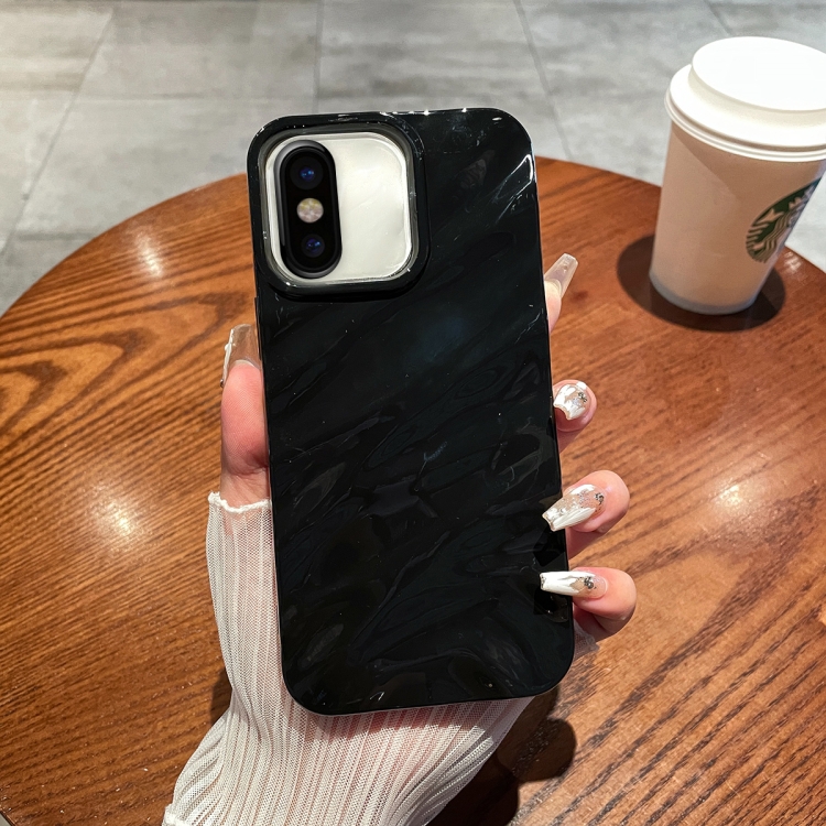 

For iPhone X / XS Solid Color Wave Texture TPU Phone Case(Black)