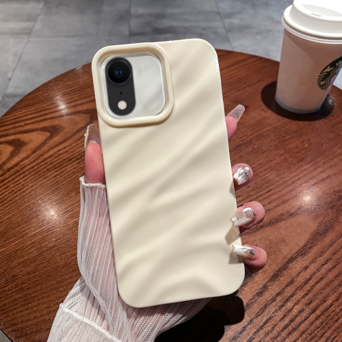 

For iPhone XR Solid Color Wave Texture TPU Phone Case(Beige)