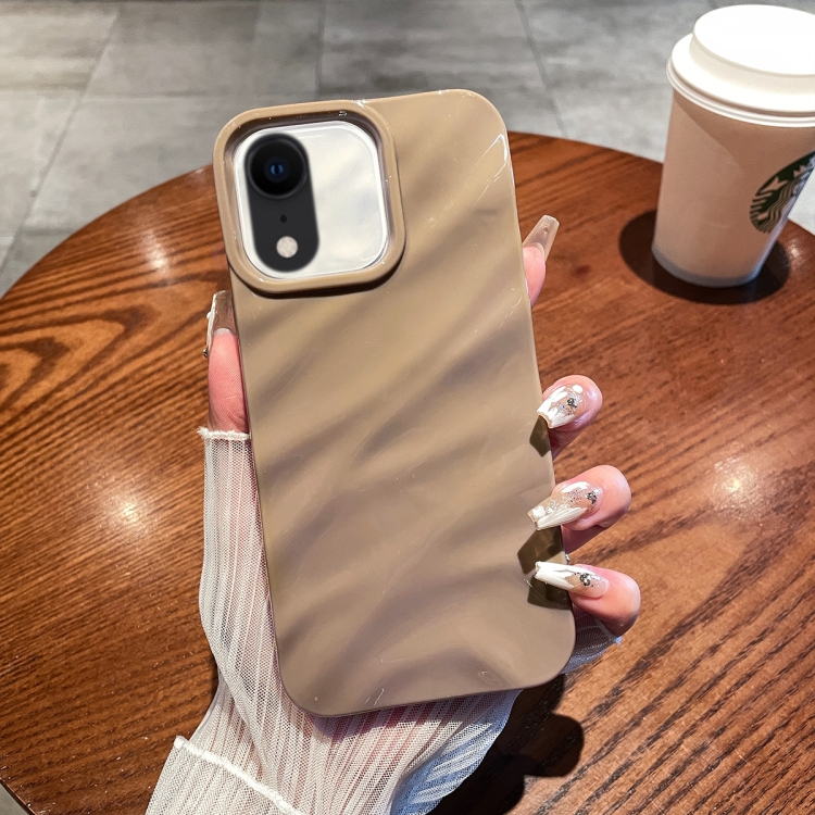 

For iPhone XR Solid Color Wave Texture TPU Phone Case(Brown)
