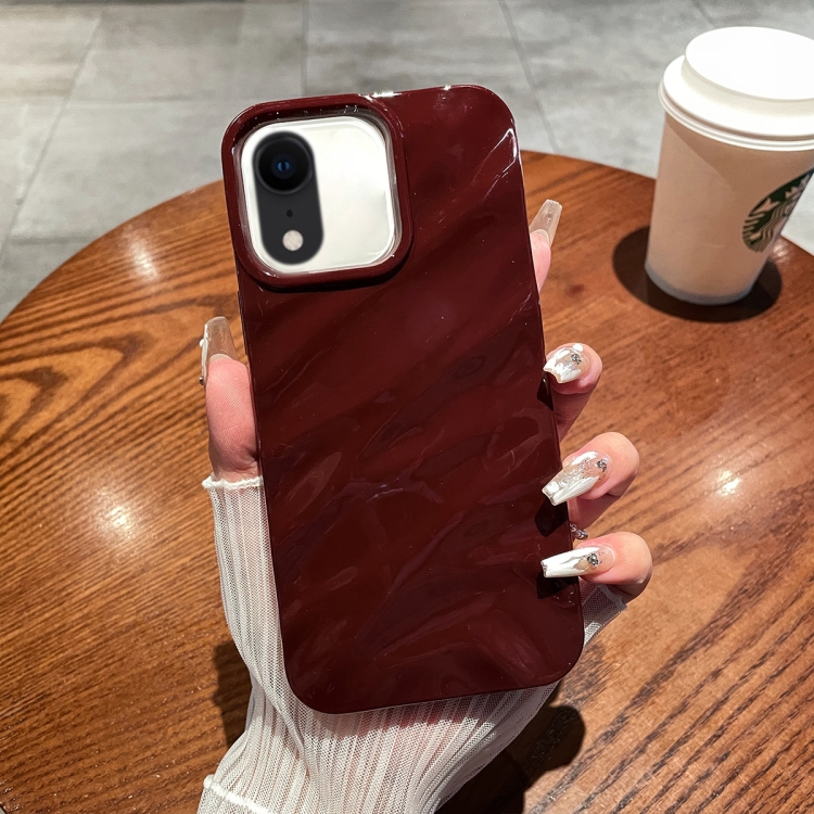 

For iPhone XR Solid Color Wave Texture TPU Phone Case(Wine Red)