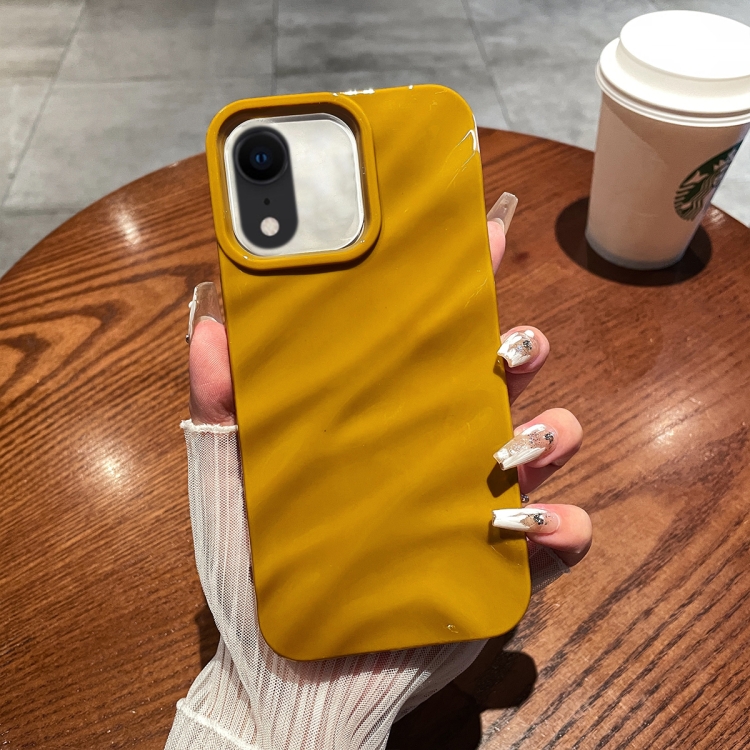 

For iPhone XR Solid Color Wave Texture TPU Phone Case(Ginger)