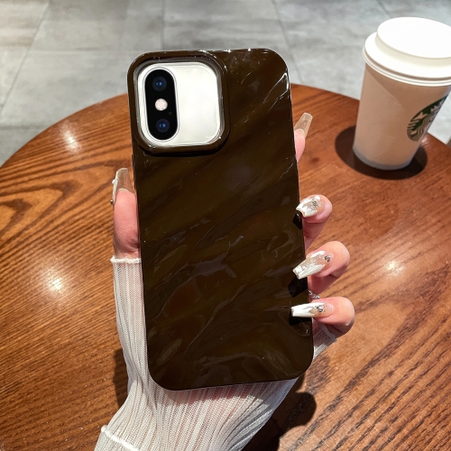 

For iPhone XS Max Solid Color Wave Texture TPU Phone Case(Chocolate)