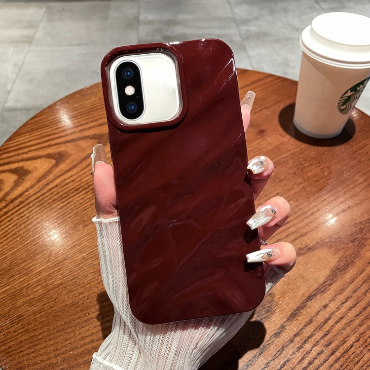

For iPhone XS Max Solid Color Wave Texture TPU Phone Case(Wine Red)