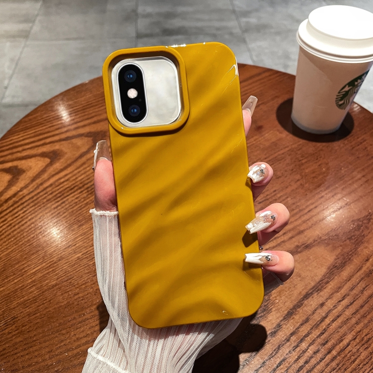 

For iPhone XS Max Solid Color Wave Texture TPU Phone Case(Ginger)