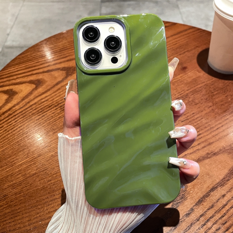 

For iPhone 15 Pro Max Solid Color Wave Texture TPU Phone Case(Green)