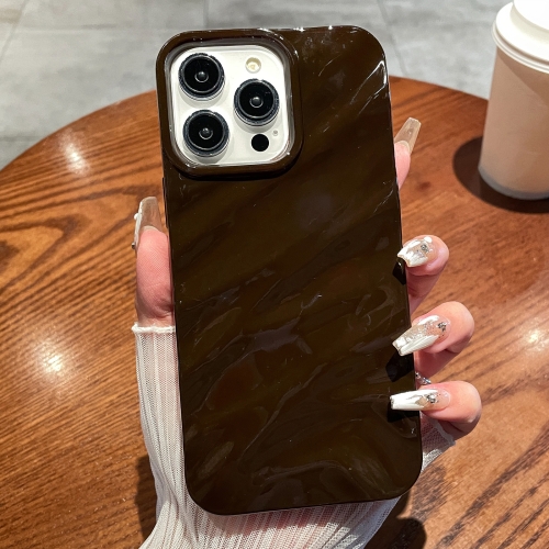 

For iPhone 15 Pro Solid Color Wave Texture TPU Phone Case(Chocolate)