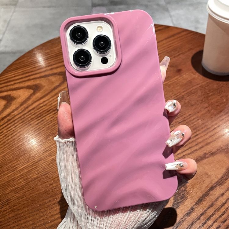

For iPhone 15 Pro Solid Color Wave Texture TPU Phone Case(Taro Purple)