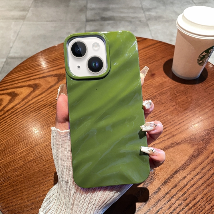 

For iPhone 15 Solid Color Wave Texture TPU Phone Case(Green)