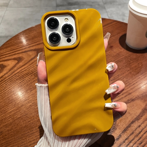 

For iPhone 15 Plus Solid Color Wave Texture TPU Phone Case(Ginger)