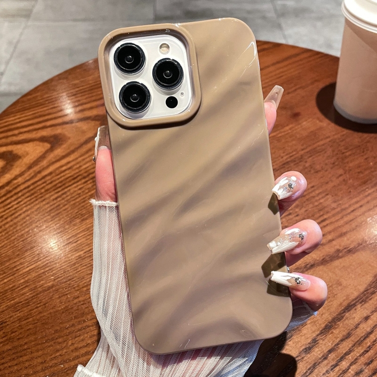 

For iPhone 16 Pro Solid Color Wave Texture TPU Phone Case(Brown)