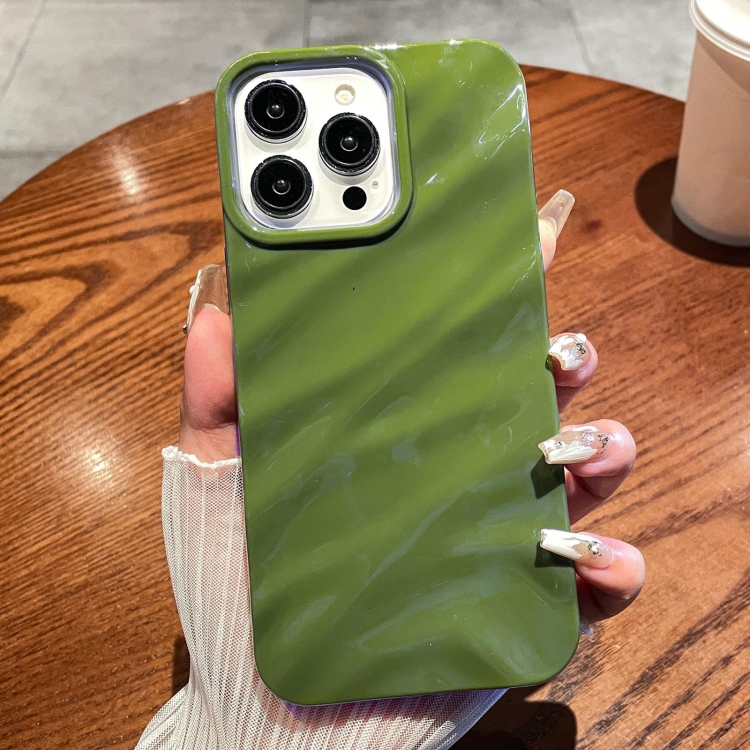 

For iPhone 16 Pro Solid Color Wave Texture TPU Phone Case(Green)