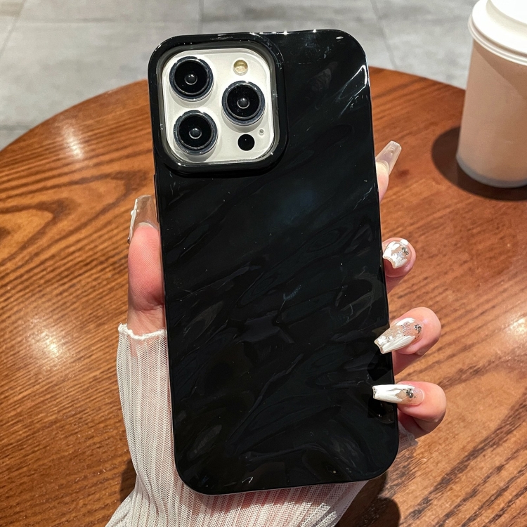 

For iPhone 16 Pro Solid Color Wave Texture TPU Phone Case(Black)