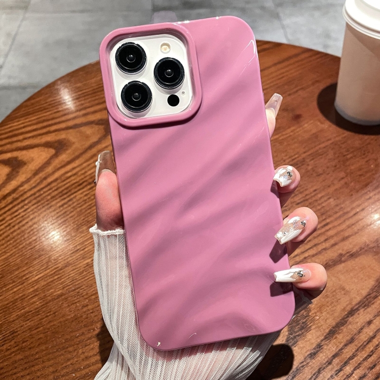 

For iPhone 16 Pro Solid Color Wave Texture TPU Phone Case(Taro Purple)