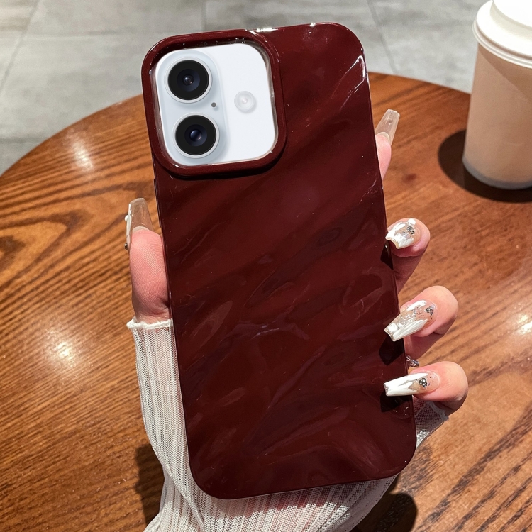 

For iPhone 16 Plus Solid Color Wave Texture TPU Phone Case(Wine Red)