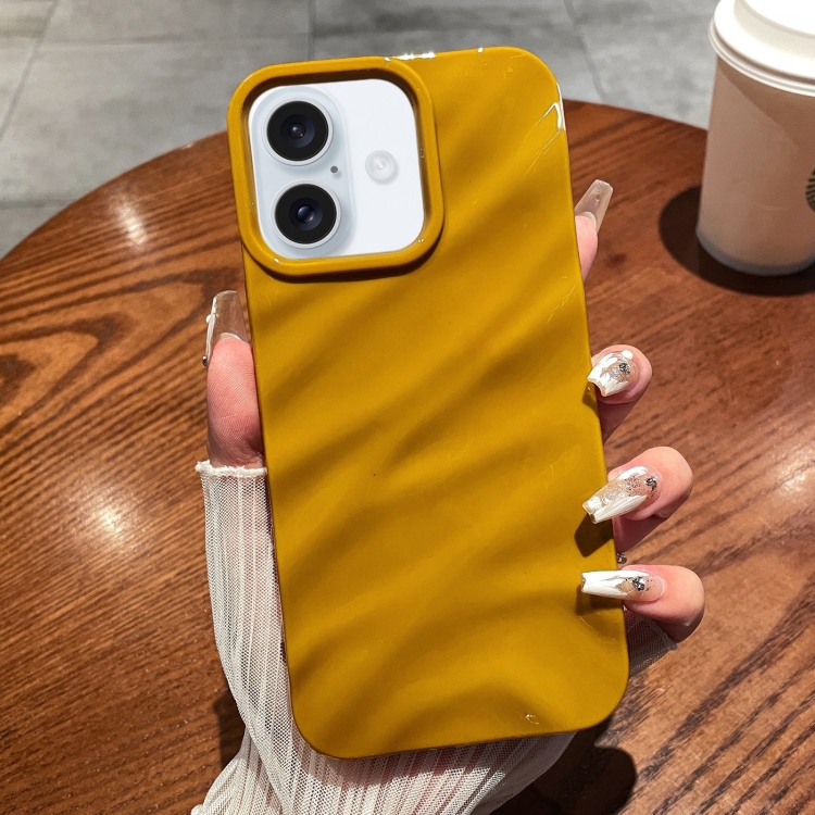 

For iPhone 16 Solid Color Wave Texture TPU Phone Case(Ginger)