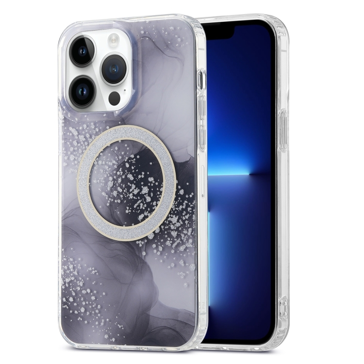 

For iPhone 13 Pro Dual-side IMD Marble Magsafe Phone Case(Black)