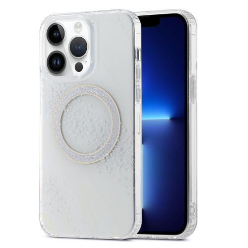 

For iPhone 13 Pro Dual-side IMD Marble Magsafe Phone Case(White)