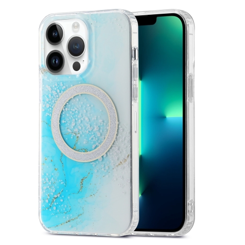 

For iPhone 13 Pro Max Dual-side IMD Marble Magsafe Phone Case(Sky Blue)