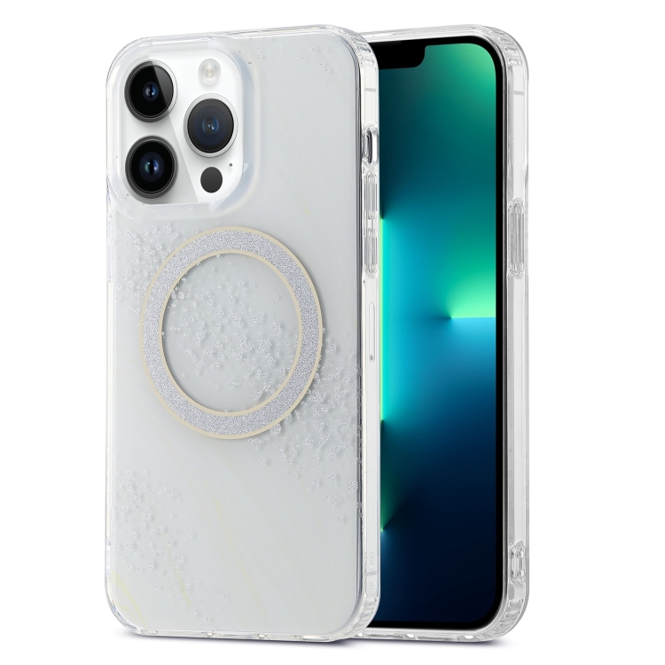 

For iPhone 13 Pro Max Dual-side IMD Marble Magsafe Phone Case(White)