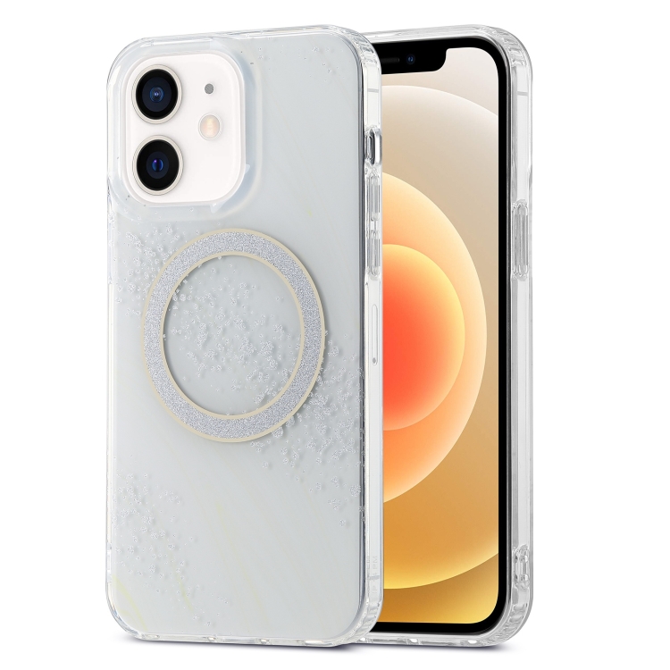 

For iPhone 12 Dual-side IMD Marble Magsafe Phone Case(White)