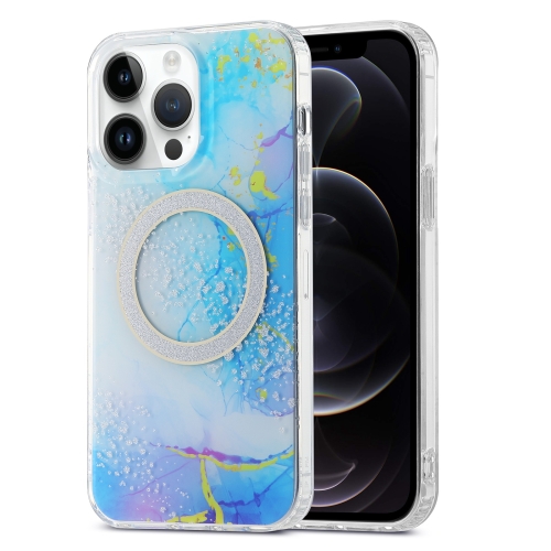 

For iPhone 12 Pro Dual-side IMD Marble Magsafe Phone Case(Dark Blue)