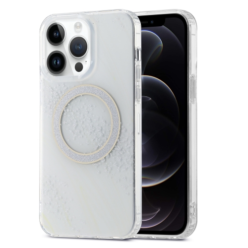 

For iPhone 12 Pro Dual-side IMD Marble Magsafe Phone Case(White)