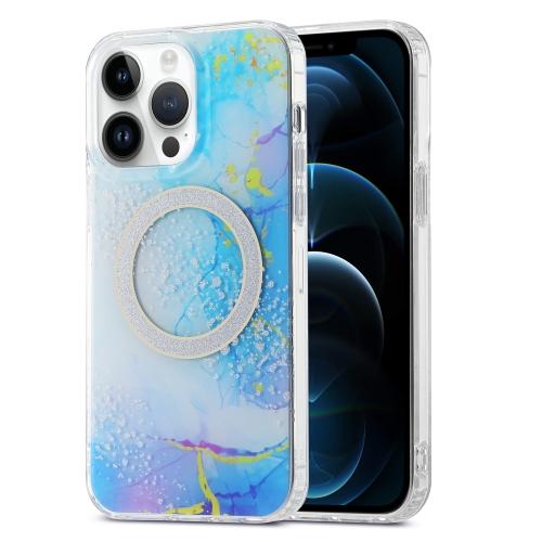 

For iPhone 12 Pro Max Dual-side IMD Marble Magsafe Phone Case(Dark Blue)