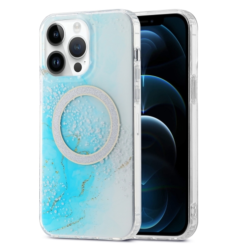 

For iPhone 12 Pro Max Dual-side IMD Marble Magsafe Phone Case(Sky Blue)