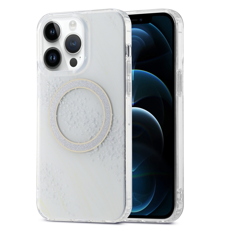 

For iPhone 12 Pro Max Dual-side IMD Marble Magsafe Phone Case(White)