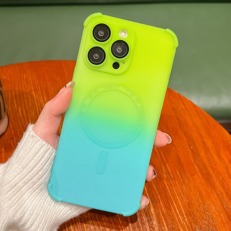 

For iPhone 14 Pro Four-Corner Shockproof Gradient TPU Phone Case(Cyan Blue)