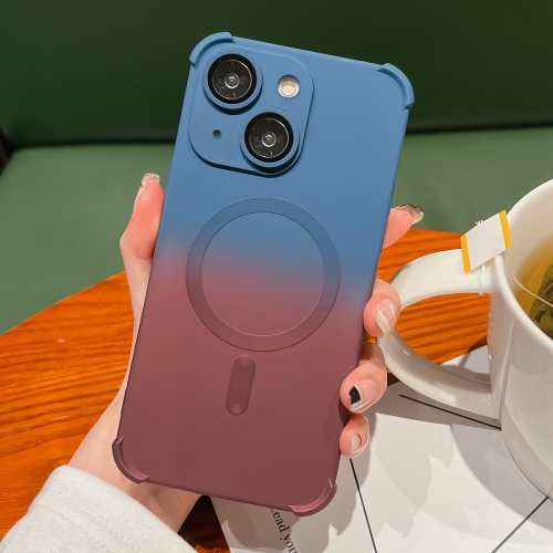 

For iPhone 13 Four-Corner Shockproof Gradient TPU Phone Case(Blue Coffee)