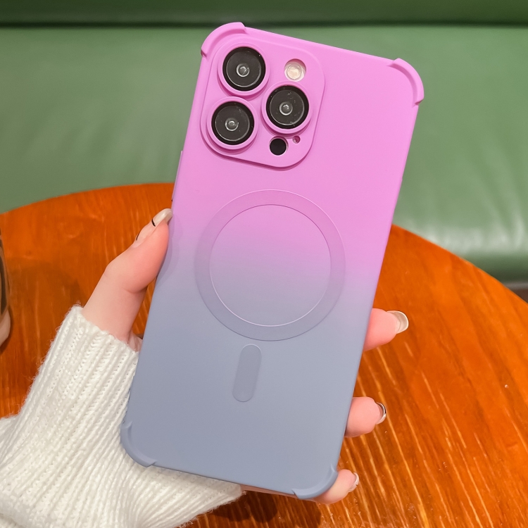 

For iPhone 13 Pro Four-Corner Shockproof Gradient TPU Phone Case(Purple Grey)