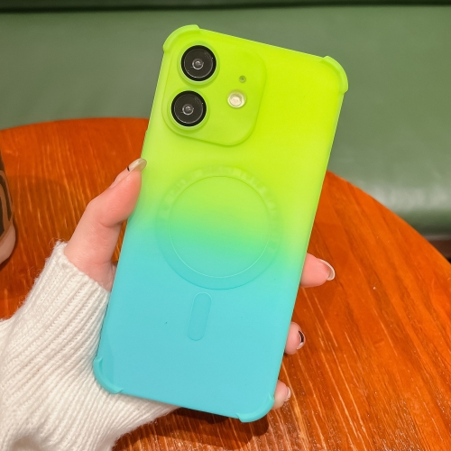 

For iPhone 12 Four-Corner Shockproof Gradient TPU Phone Case(Cyan Blue)