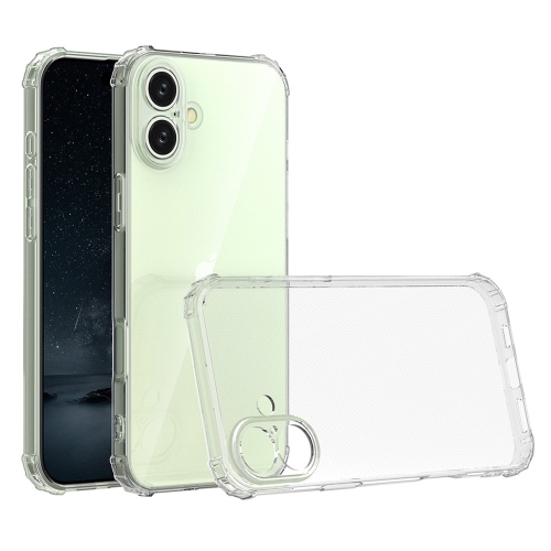 

For iPhone 16 Four-Corner Shockproof Clear TPU Phone Case(Transparent)