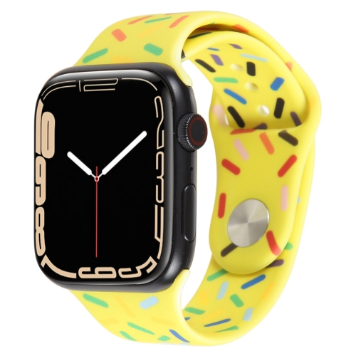 

Rainbow Raindrops Silicone Watch Band For Apple Watch 7 45mm(Yellow)