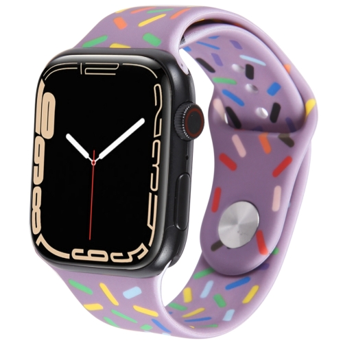 

Rainbow Raindrops Silicone Watch Band For Apple Watch 5 40mm(Light Purple)